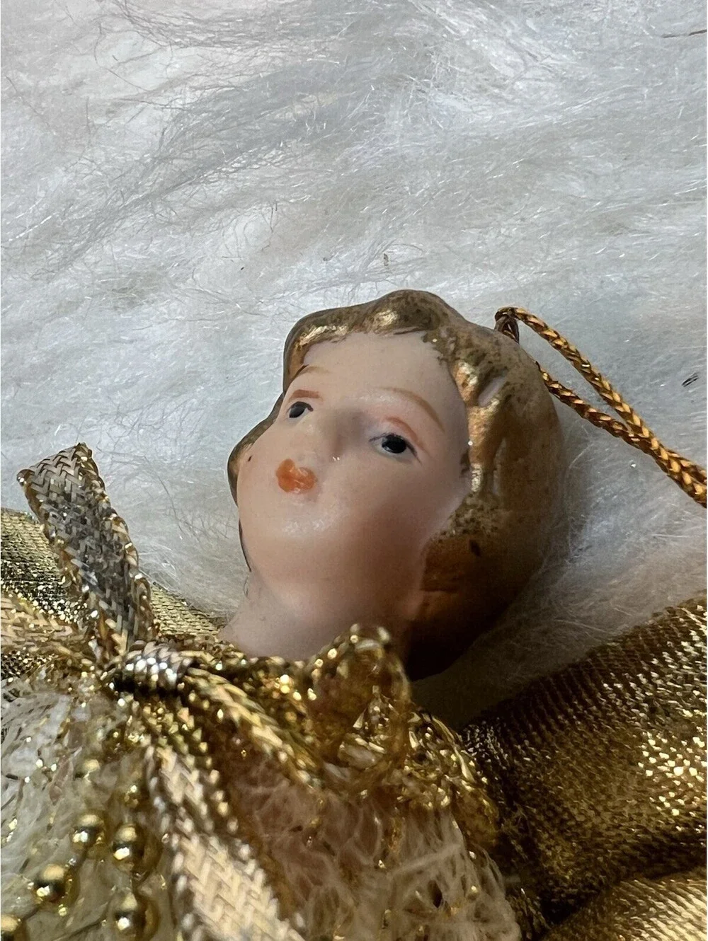 vintage gold and ivory lace angel Christmas tree ornament
